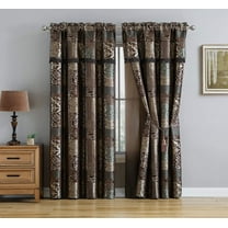 Chezmoi Collection Amelia 4-Piece Floral Jacquard Patchwork Window Curtain Set