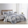 thumbnail image 1 of Chezmoi Collection Anderson 3-Piece Printed Gray White Plaid Checkered Patchwork Quilt Set, Queen, 1 of 5