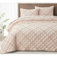 thumbnail image 1 of Chezmoi Collection Annabelle 2-Piece Blush Twin Size Quilt Set - Diamond Ruffle Stone-Washed Super Soft Lightweight Microfiber Quilted Bedspread Set for All Seasons, 1 of 9