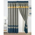 thumbnail image 1 of Chezmoi Collection Arden 4-Piece Modern Navy/Gray/Yellow Zigzag Stripe Embroidery Window Curtain Panel Set with Sheer Backing Valance Tassels, 120 inch x 84 inch, 1 of 9