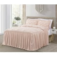 thumbnail image 1 of Chezmoi Collection Aria 3-Piece Pintuck Ruffle Skirt Bedspread Set, Soft Lightweight French Country Chic Farmhouse Pinch Pleat Crinkled Texture Microfiber Bedding, King, Blush, 1 of 9