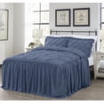 thumbnail image 1 of Chezmoi Collection Aria 3-Piece Pintuck Ruffle Skirt Bedspread Set, Soft Lightweight French Country Chic Farmhouse Pinch Pleat Crinkled Texture Microfiber Bedding, King, Dusty Blue, 1 of 9