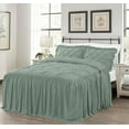 thumbnail image 1 of Chezmoi Collection Aria 3-Piece Pintuck Ruffle Skirt Bedspread Set, Soft Lightweight French Country Chic Farmhouse Pinch Pleat Crinkled Texture Microfiber Bedding, Queen, Sage Green, 1 of 9