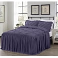 thumbnail image 1 of Chezmoi Collection Aria 3-Piece Pintuck Ruffle Skirt Bedspread Set, Soft Lightweight French Country Chic Farmhouse Pinch Pleat Crinkled Texture Microfiber Bedding, Full, Dusty Purple, 1 of 9
