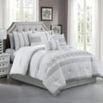 thumbnail image 1 of Chezmoi Collection Ariel 7-Piece Geometric Chenille Embroidery Comforter Bedding Set, King, Gray, 1 of 9