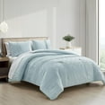 thumbnail image 1 of Chezmoi Collection Athena King Bed in a Bag 7-Pieces Floral Chenille Embroidered Pom Pom Stripe Comforter Set with Sheets All Season Bedding Set, King, Pale Blue, 1 of 6