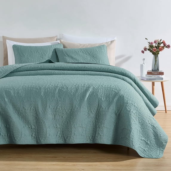 Chezmoi Collection Austin King Oversized Bedspread Set, 3-Piece Lightweight Microfiber Quilted Coverlet for All Seasons, Orange