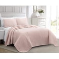 thumbnail image 1 of Chezmoi Collection Austin King Oversized Bedspread Set, 3-Piece Lightweight Microfiber Quilted Coverlet for All Seasons, Blush, 1 of 8