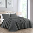 thumbnail image 1 of Chezmoi Collection Austin King Oversized Bedspread Set, 3-Piece Lightweight Microfiber Quilted Coverlet for All Seasons, Charcoal, 1 of 9