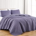 thumbnail image 1 of Chezmoi Collection Austin King Oversized Bedspread Set, 3-Piece Lightweight Microfiber Quilted Coverlet for All Seasons, Dusty Purple, 1 of 9