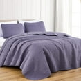 thumbnail image 1 of Chezmoi Collection Austin Queen Oversized Bedspread Set, 3-Piece Lightweight Microfiber Quilted Coverlet for All Seasons, Dusty Purple, 1 of 9