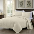 thumbnail image 1 of Chezmoi Collection Austin 3-Piece Oversized Bedspread Coverlet Set, Lightweight Reversible Bedding Cover for All Season, Ivory, King, 1 of 9