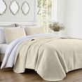 thumbnail image 1 of Chezmoi Collection Austin King Oversized Bedspread Set, 3-Piece Lightweight Microfiber Quilted Coverlet for All Seasons, Ivory, 1 of 9