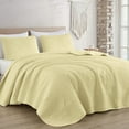 thumbnail image 1 of Chezmoi Collection Austin Queen Oversized Bedspread Set, 3-Piece Lightweight Microfiber Quilted Coverlet for All Seasons, Pastel Yellow, 1 of 9