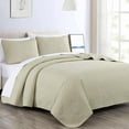 thumbnail image 1 of Chezmoi Collection Austin Queen Oversized Bedspread Set, 3-Piece Lightweight Microfiber Quilted Coverlet for All Seasons, Tan, 1 of 9