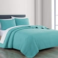 thumbnail image 1 of Chezmoi Collection Austin King Oversized Bedspread Set, 3-Piece Lightweight Microfiber Quilted Coverlet for All Seasons, Turquoise, 1 of 9
