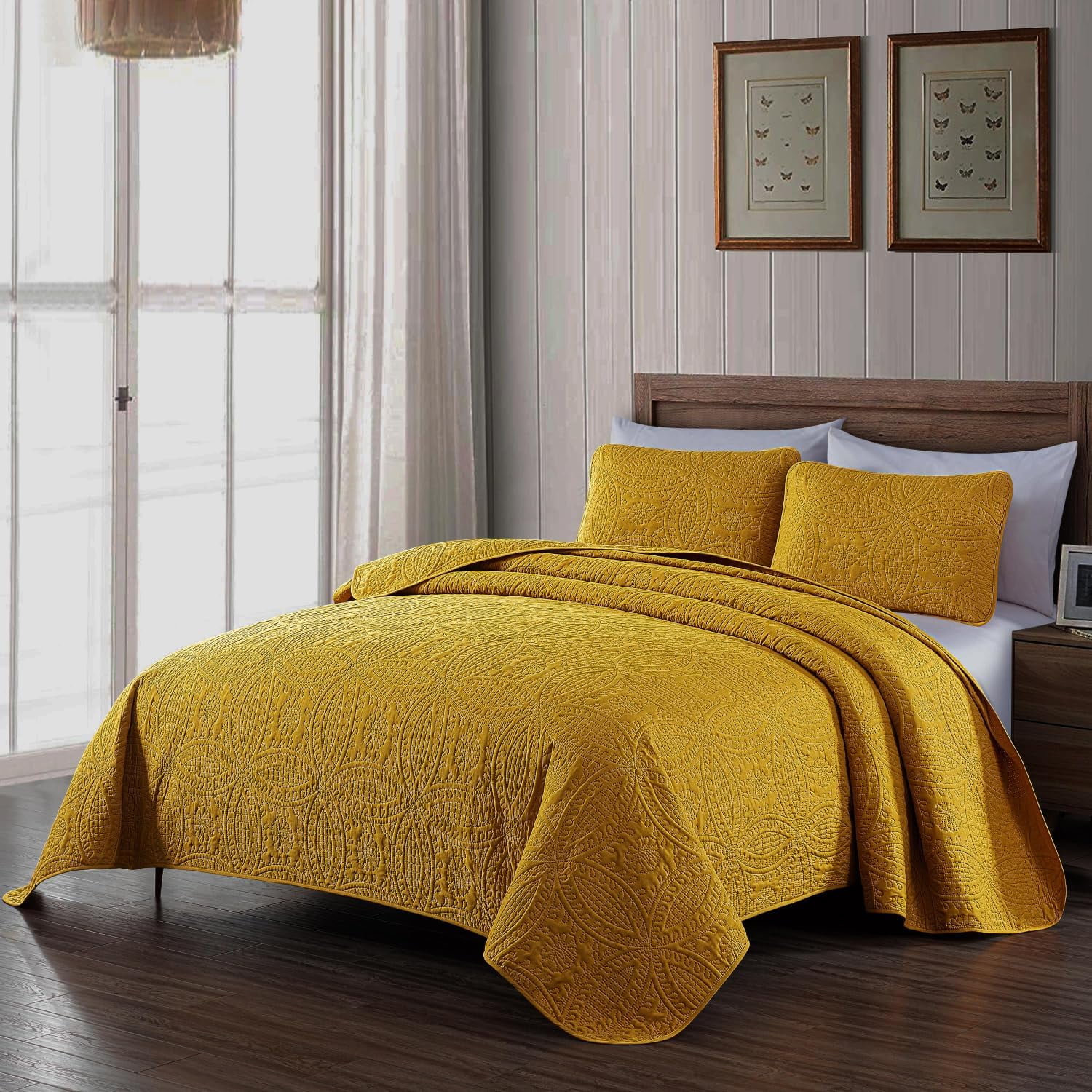 Chezmoi Collection Austin 3Piece Oversized Bedspread Coverlet Set