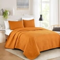 thumbnail image 1 of Chezmoi Collection Austin Full/Double Oversized Bedspread Set, 3-Piece Lightweight Microfiber Quilted Coverlet for All Seasons, Orange, 1 of 7