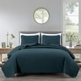 thumbnail image 1 of Chezmoi Collection Avon Diamond Geometric Solid Cotton Lightweight Quilt for All Seasons, 3-Piece Quilt Set, Queen, Dark Blue, 1 of 9