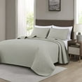 thumbnail image 1 of Chezmoi Collection Avon Diamond Geometric Solid Cotton Lightweight Quilt for All Seasons, 3-Piece Quilt Set, Queen, Natural, 1 of 6