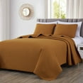 thumbnail image 1 of Chezmoi Collection Avon Diamond Geometric Solid Cotton Lightweight Quilt for All Seasons, 3-Piece Quilt Set, Queen, Spice Orange, 1 of 6