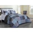 thumbnail image 1 of Chezmoi Collection Axel 3-Piece Plaid Checkered Grid Patchwork 100% Vintage Washed Cotton Quilt Set, Queen Size, 1 of 7