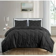 thumbnail image 1 of Chezmoi Collection Berlin Black Pinch Pleat Queen Comforter Set, 3-Piece, Soft Pintuck, Lightweight All Season Microfiber Bedding, 1 of 9