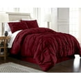 thumbnail image 1 of Chezmoi Collection Berlin Burgundy Pinch Pleat Queen Comforter Set, 3-Piece, Soft Pintuck, Lightweight All Season Microfiber Bedding, 1 of 9