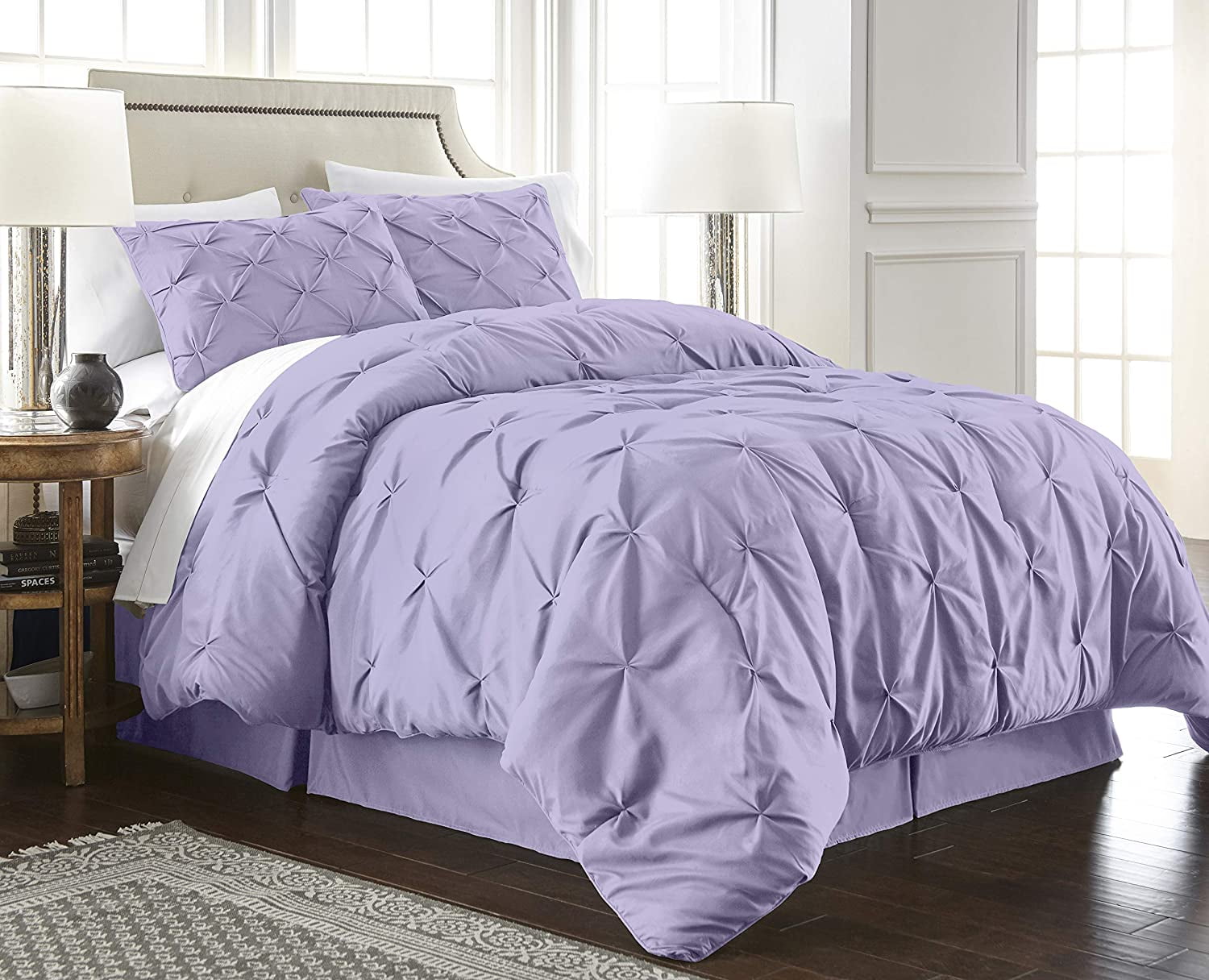 Chezmoi Collection Berlin Lavender Pinch Pleat Extra Wide King