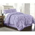 thumbnail image 1 of Chezmoi Collection Berlin Lavender Pinch Pleat Queen Comforter Set, 3-Piece, Soft Pintuck, Lightweight All Season Microfiber Bedding, 1 of 7