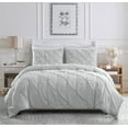 thumbnail image 1 of Chezmoi Collection Berlin Light Gray Pinch Pleat Queen Comforter Set, 3-Piece, Soft Pintuck, Lightweight All Season Microfiber Bedding, 1 of 8