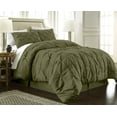 thumbnail image 1 of Chezmoi Collection Berlin Olive Green Pinch Pleat Queen Comforter Set, 3-Piece, Soft Pintuck, Lightweight All Season Microfiber Bedding, 1 of 9