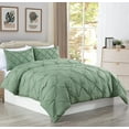 thumbnail image 1 of Chezmoi Collection Berlin Sage Green Pinch Pleat Queen Comforter Set, 3-Piece, Soft Pintuck, Lightweight All Season Microfiber Bedding, 1 of 9