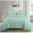 thumbnail image 1 of Chezmoi Collection Berlin Seafoam Green Pinch Pleat Full Comforter Set, 3-Piece, Soft Pintuck, Lightweight All Season Microfiber Bedding, 1 of 8