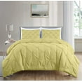 thumbnail image 1 of Chezmoi Collection Berlin Yellow Pinch Pleat Queen Comforter Set, 3-Piece, Soft Pintuck, Lightweight All Season Microfiber Bedding, 1 of 9