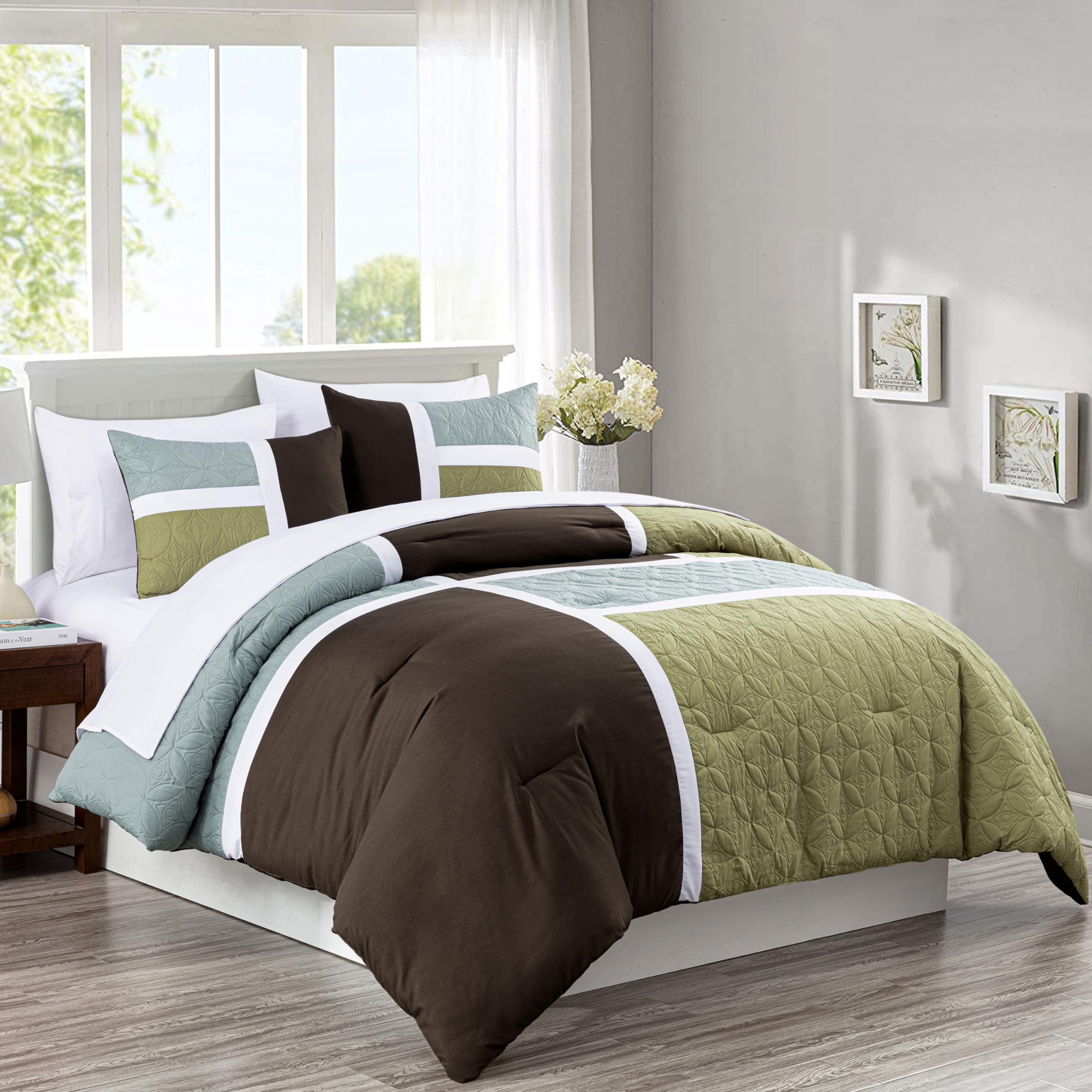 Chezmoi Collection Piper King Bed In A Bag – 7-Piece Honeycomb Geometric Bedding Set With Comforter & Sheets, Black - View #7