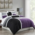 thumbnail image 1 of Chezmoi Collection Bernard 7-Piece Full Bed in a Bag Comforter Set with Sheets, Lightweight Comforter Purple Black Gray Patchwork Quilted Medallion Bedding Set for All Season, 1 of 9