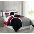 thumbnail image 1 of Chezmoi Collection Bernard 7-Piece King Bed in a Bag Comforter Set with Sheets, Lightweight Comforter Red Gray Black Patchwork Quilted Medallion Bedding Set for All Season, 1 of 9