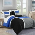thumbnail image 1 of Chezmoi Collection Bernard 7-Piece Queen Bed in a Bag Comforter Set with Sheets, Lightweight Comforter Blue Black Gray Patchwork Quilted Medallion Bedding Set for All Season, 1 of 9