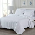 thumbnail image 1 of Chezmoi Collection Bonnie 3-Piece 100% Cotton Quilt Set Queen Size, White - Double Frayed Ruffled Edge Lightweight Pre-Washed Soft-Finished Cotton Bedspread for All Season, 1 of 9