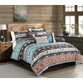 thumbnail image 1 of Chezmoi Collection Boone 7-Piece Southwestern Cowboys Rodeo Comforter Set, Multicolor Blue Brown Beige Clay Printed Washed Microfiber Bedding, Queen, 1 of 9