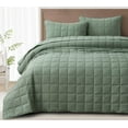 thumbnail image 1 of Chezmoi Collection Branson 3-Piece Sage King Size Quilt Set - Stone-Washed Detailed Square Stitch Soft Microfiber Lightweight Quilted Bedspread Coverlet Set for All Seasons, 1 of 9