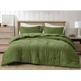 thumbnail image 1 of Chezmoi Collection Breeze 3-Piece 100% Cotton Muslin Queen Comforter Set, Olive Green Soft Washed Cotton Gauze Comforter, Lightweight Breathable Bedding for All Season, 1 of 9