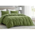 thumbnail image 1 of Chezmoi Collection Breeze 3-Piece Cotton Gauze King Duvet Cover Set, Olive Green Soft Washed Cotton Linen Like Textured Breathable Comforter Cover with Button Closure, 1 of 9