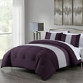 thumbnail image 1 of Chezmoi Collection Briar 7-Piece King Bed in a Bag Comforter Set with Sheets - Lightweight Comforter Purple Lavender Gray Luxury Pleated Stripe Bedding Set for All Season, 1 of 9