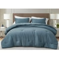 thumbnail image 1 of Chezmoi Collection Calvin 3-Piece Jacquard Comforter Set Queen Size, Blue Textured Woven Lightweight Comforter Bedding for All Season, 1 of 9