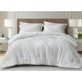 thumbnail image 1 of Chezmoi Collection Calvin 3-Piece Jacquard Comforter Set Queen Size, White Textured Woven Lightweight Comforter Bedding for All Season, 1 of 9