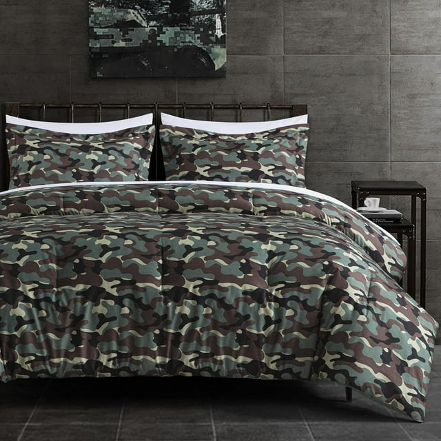 Chezmoi Collection Soft Microfiber Printed Military Camo Bedding Set, 2