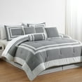 thumbnail image 1 of Chezmoi Collection Caprice 7-Piece Hotel Style Comforter Set Queen Size, Gray/White Square Pattern Color Block Bedding with Decorative Pillows, Luxurious Lightweight All Season Bed Set, 1 of 9