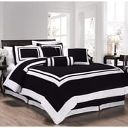 Chezmoi Collection Caprice 7-Piece Black/White Square Pattern Hotel Style Comforter Set King